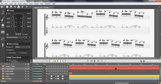 guitar pro 6 change tuning without transposing