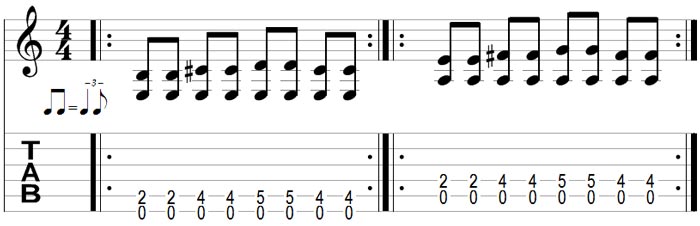 Exercise 3 shows you how to set up a blues shuffle using your loop pedal