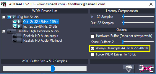 ASIO4ALL iRig Mic Studio
