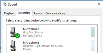 iRig Mic Studio in Windows 10