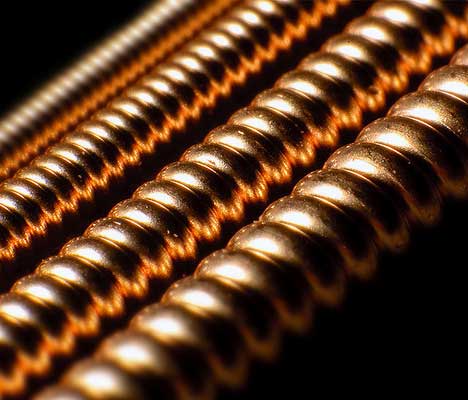 Wound guitar string closeup