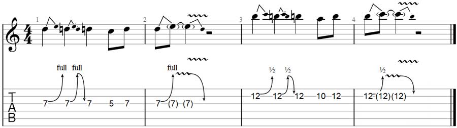 Long bending exercise in Guitar Pro 7