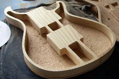 Hollowed out guitar body