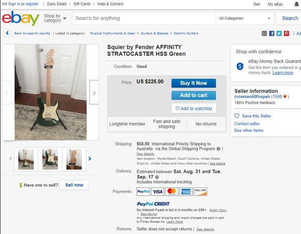 Second-hand Squier on eBay