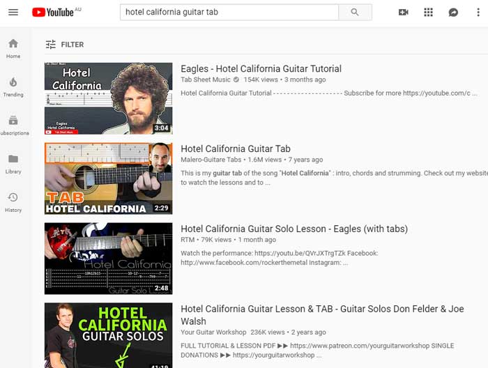 Guitar TAB on YouTube