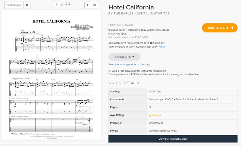 Musicnotes TAB