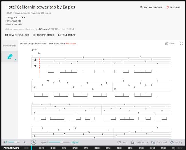 tux guitar power tab