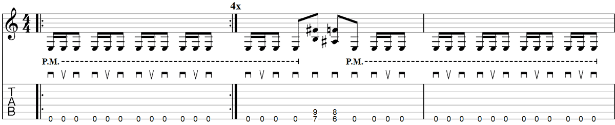 Hardwired Guitar riff TAB