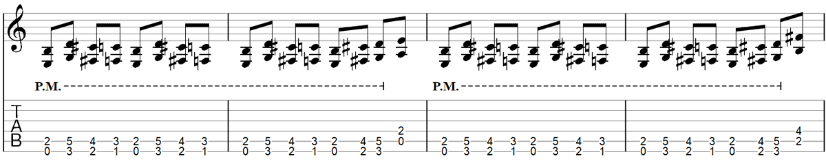 For Whom The Bell Tolls palm muting guitar riff TAB