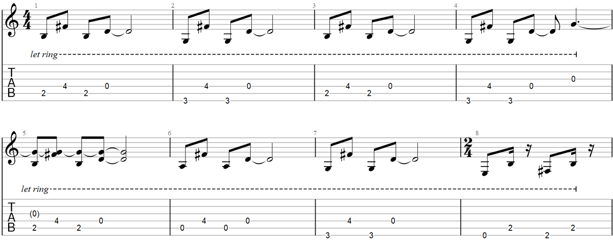 One guitar riff TAB