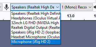 Audacity audio inputs