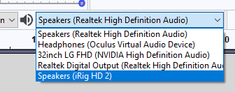 Audacity audio outputs