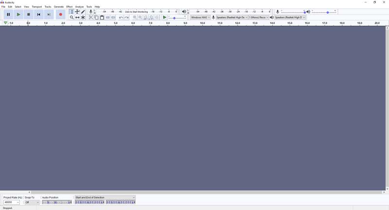 Audacity main screen