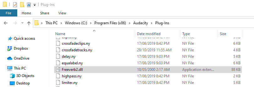 Audacity plugins folder