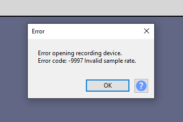 Audacity error during recording