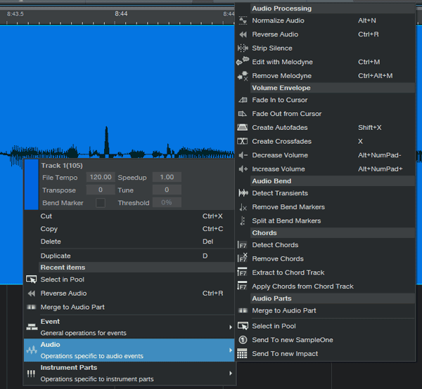 applying effects to one part of a track logic pro 8