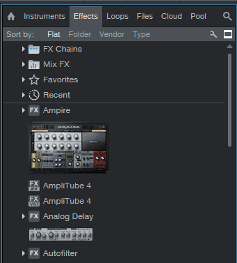 Studio One effects panel