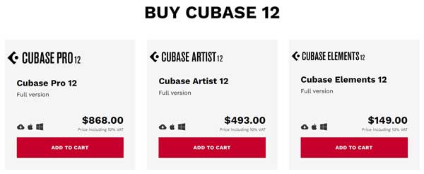 Cubase editions 2022