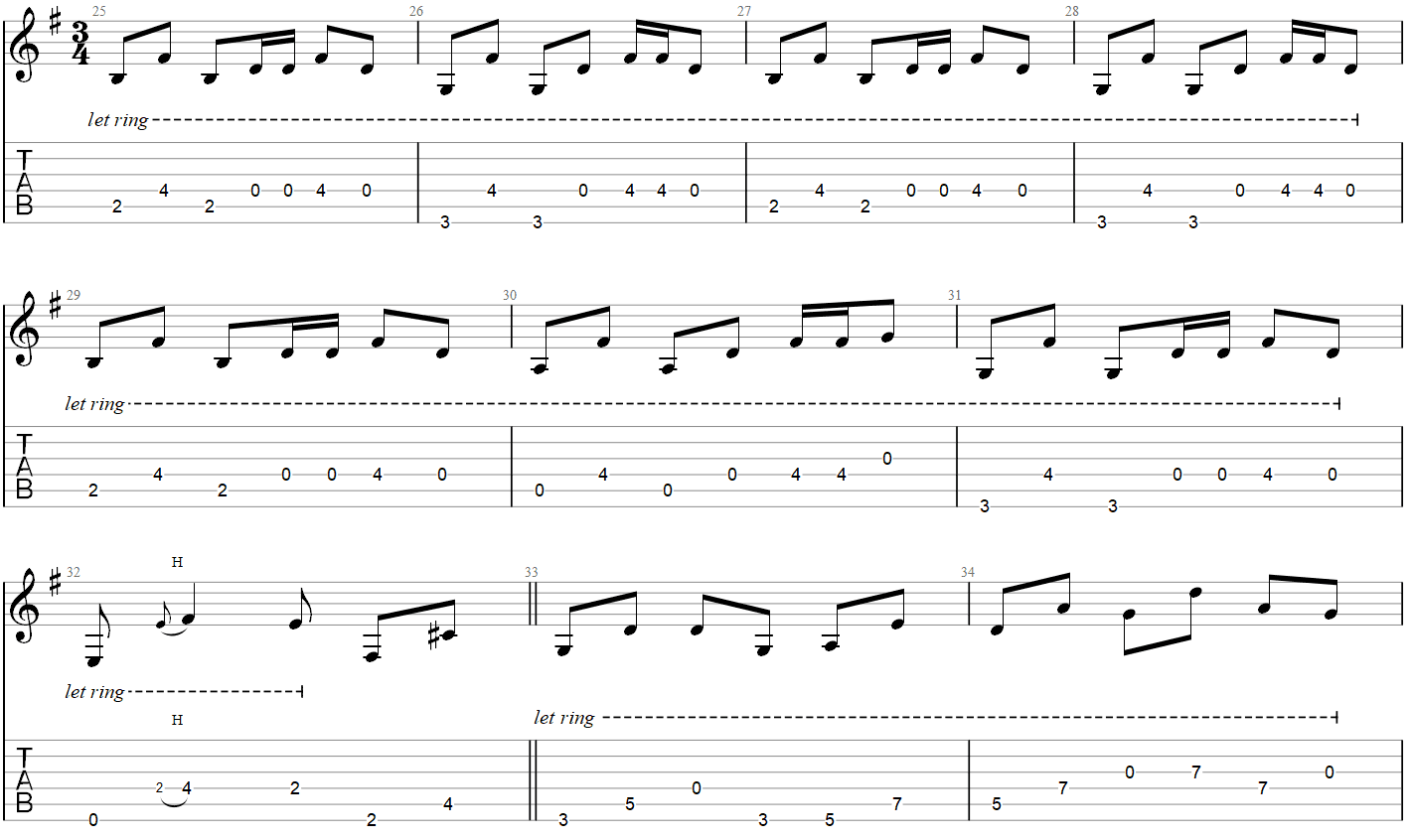 metallica one guitar solo sheet music