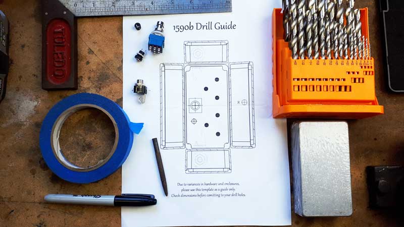 Guitar pedal drilling template