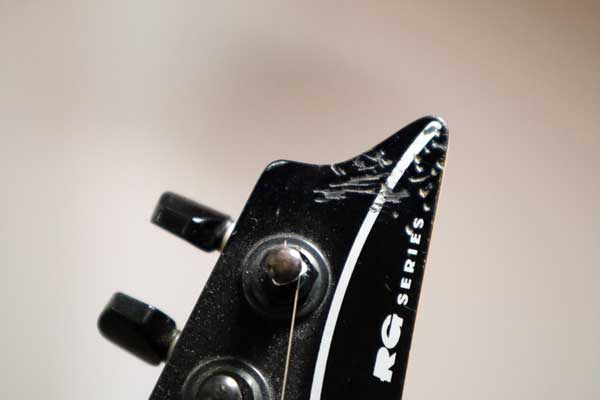 Damaged guitar headstock