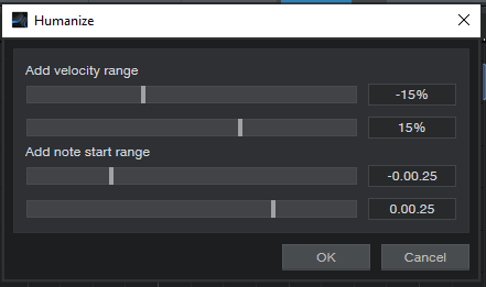Studio One humanize settings
