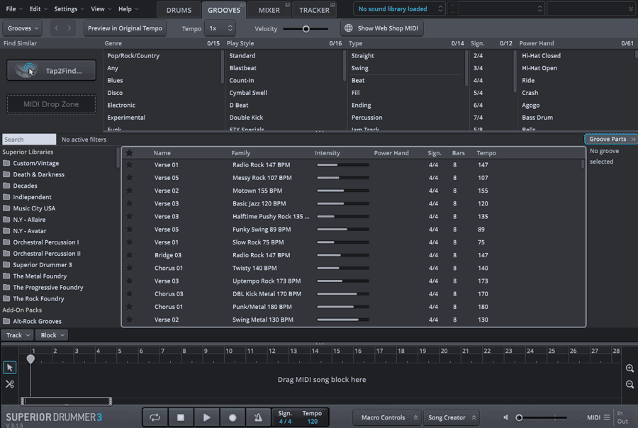 Superior Drummer 3 grooves