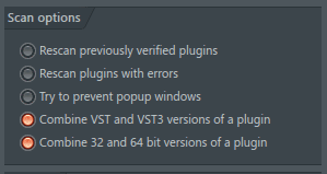 FL Studio scan plugins options