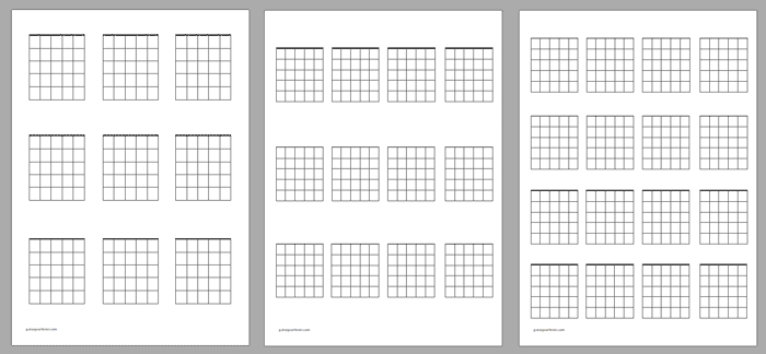 Blank Guitar Chord Diagrams Printable