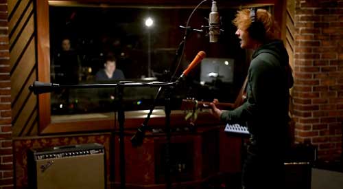 Ed Sheeran in studio