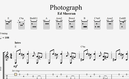 Guitar Pro chords view