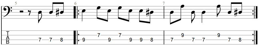  Komm wie du bist bass riff TAB