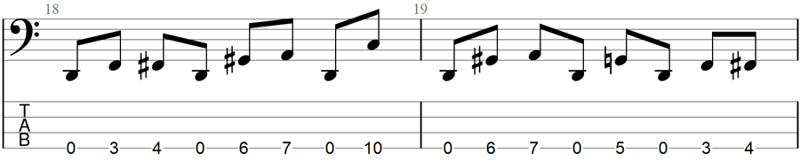 Slither bass riff TAB