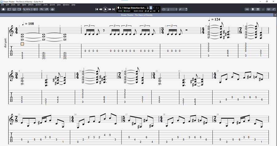 Guitar Pro 8 sin paneles