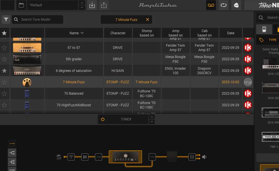 TONEX models in AmpliTube 5