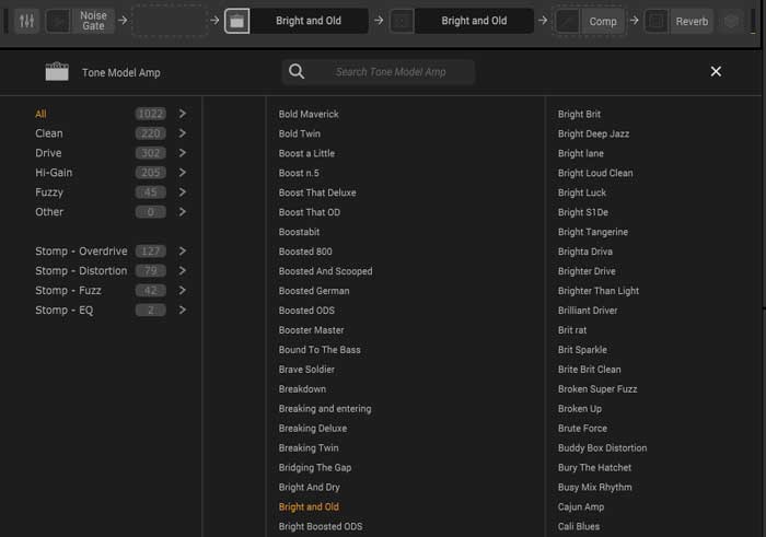 TONEX models list