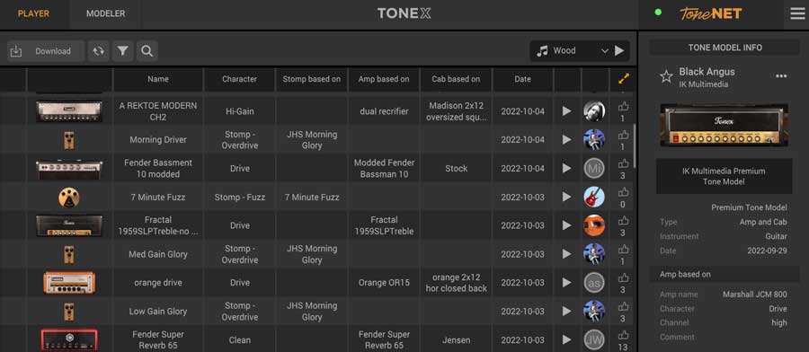 TONEX toneNET models