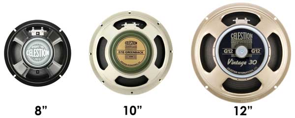 Guitar speaker size comparison