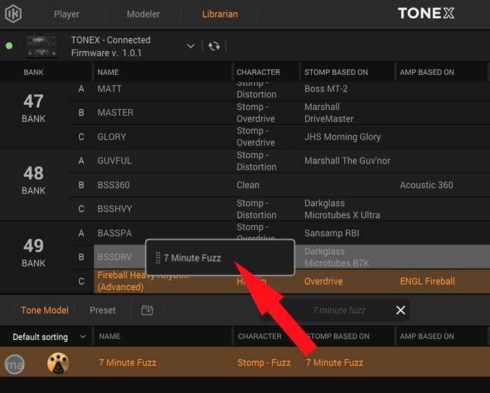 TONEX Pedal add preset