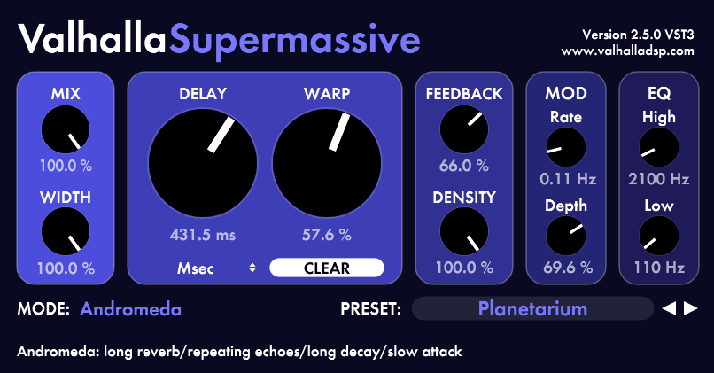 Valhalla Supermassive free plugin