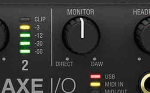 AXE I/O Direct Monitoring knob