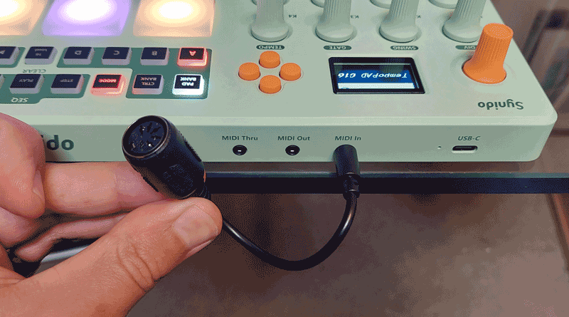 Synido TempoPAD C16 MIDI connections